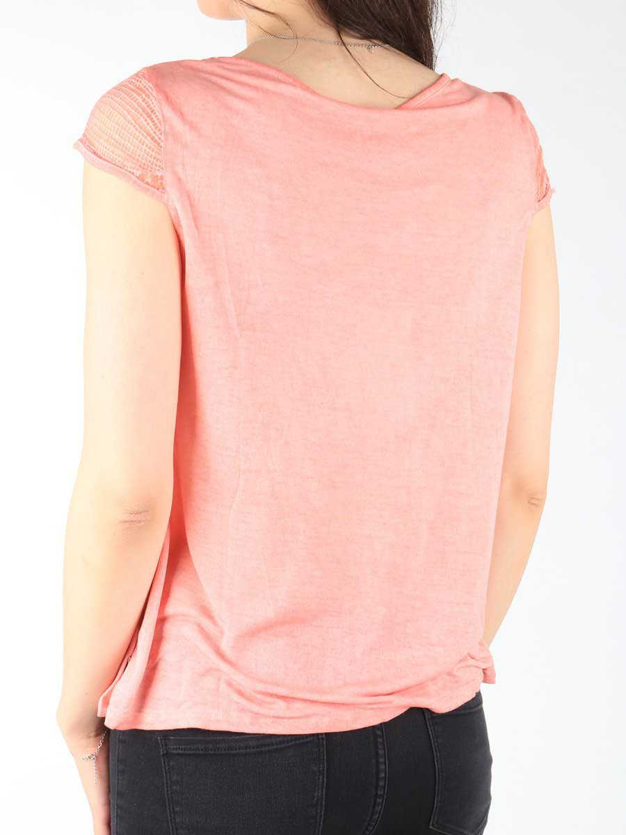 Tricouri Wrangler T-shirt Capsleeve Tee Coral Peach W7337FDJX Pink Femei (BM 7665802) 2