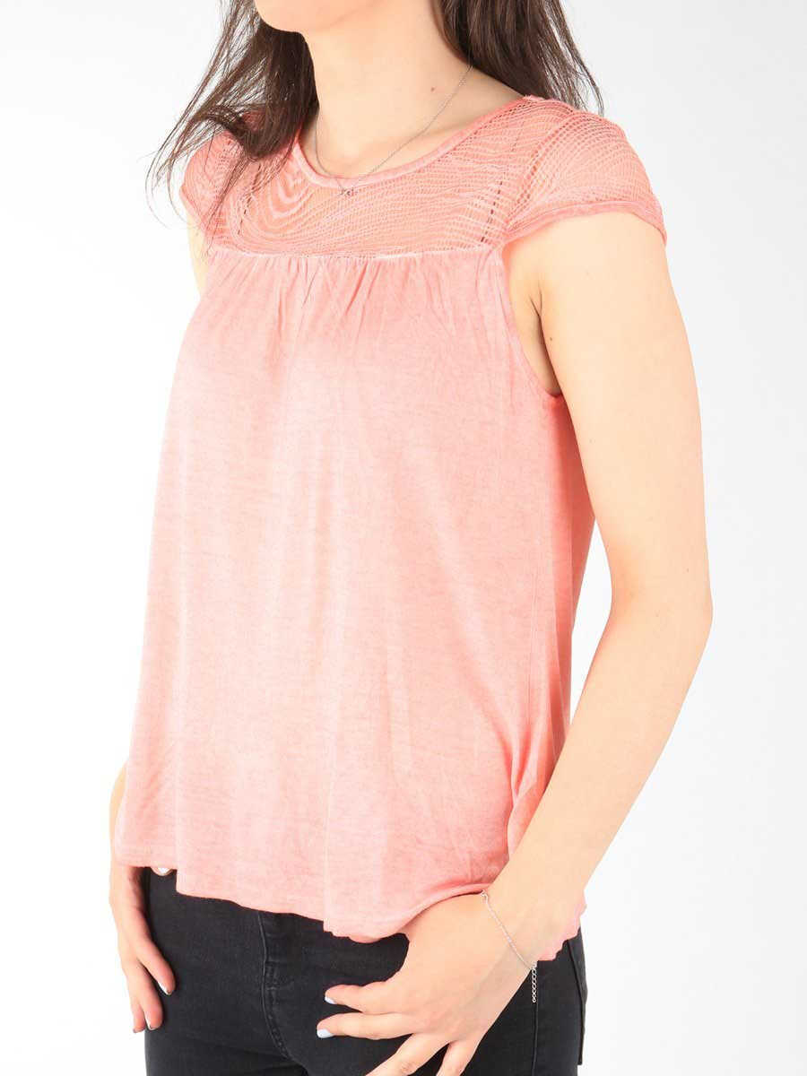Tricouri Wrangler T-shirt Capsleeve Tee Coral Peach W7337FDJX Pink Femei (BM 7665802) 3