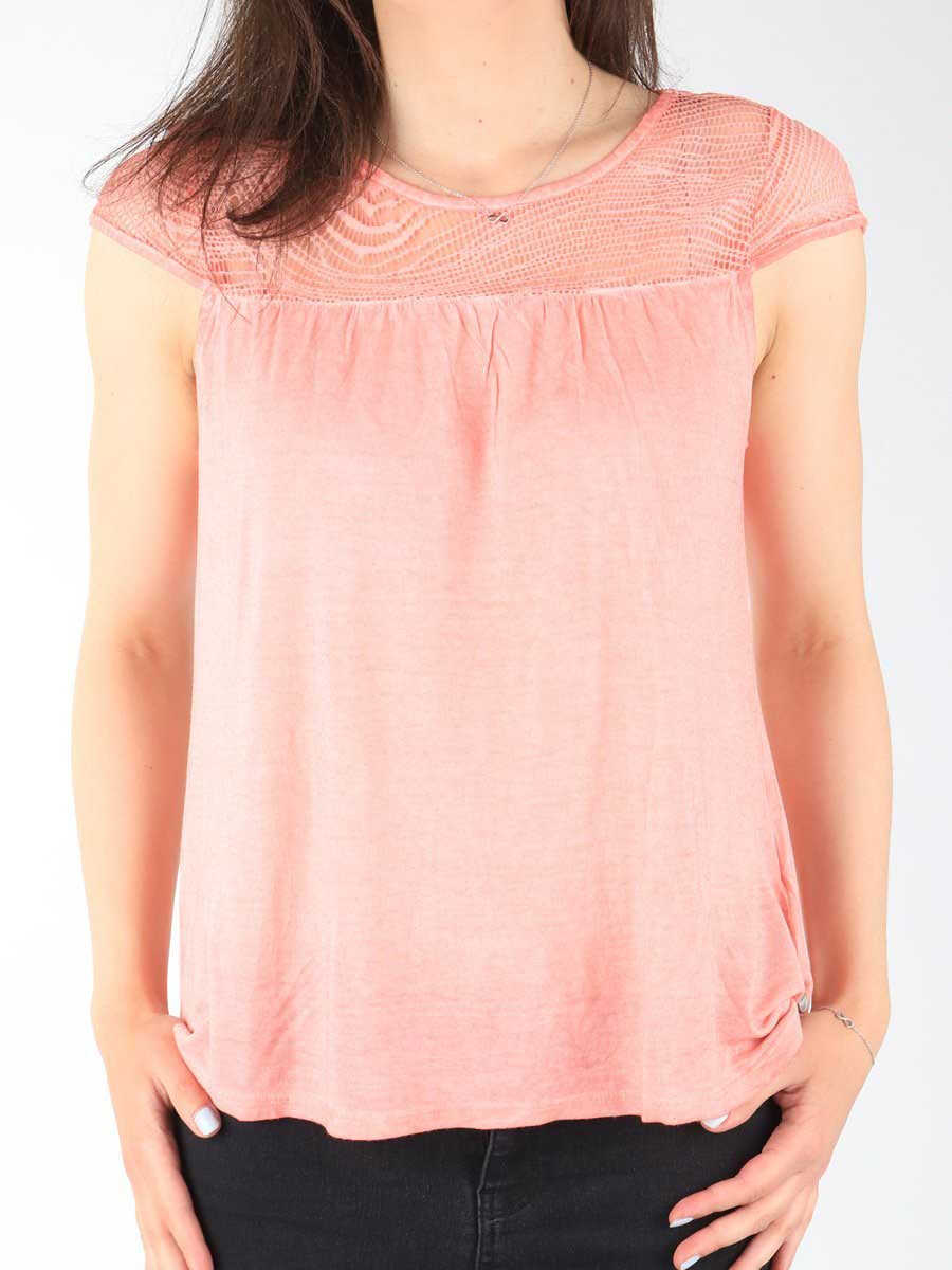 Tricouri Wrangler T-shirt Capsleeve Tee Coral Peach W7337FDJX Pink Femei (BM 7665802) 1