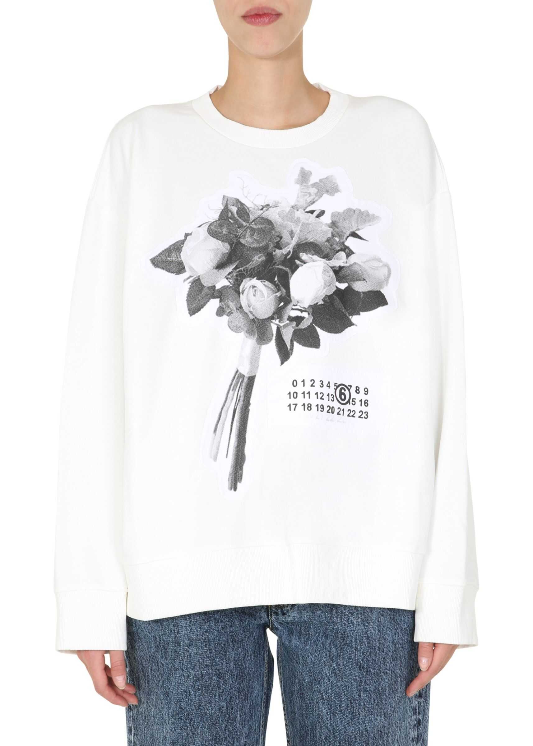 MM6 Maison Margiela Round Neck Sweatshirt WHITE