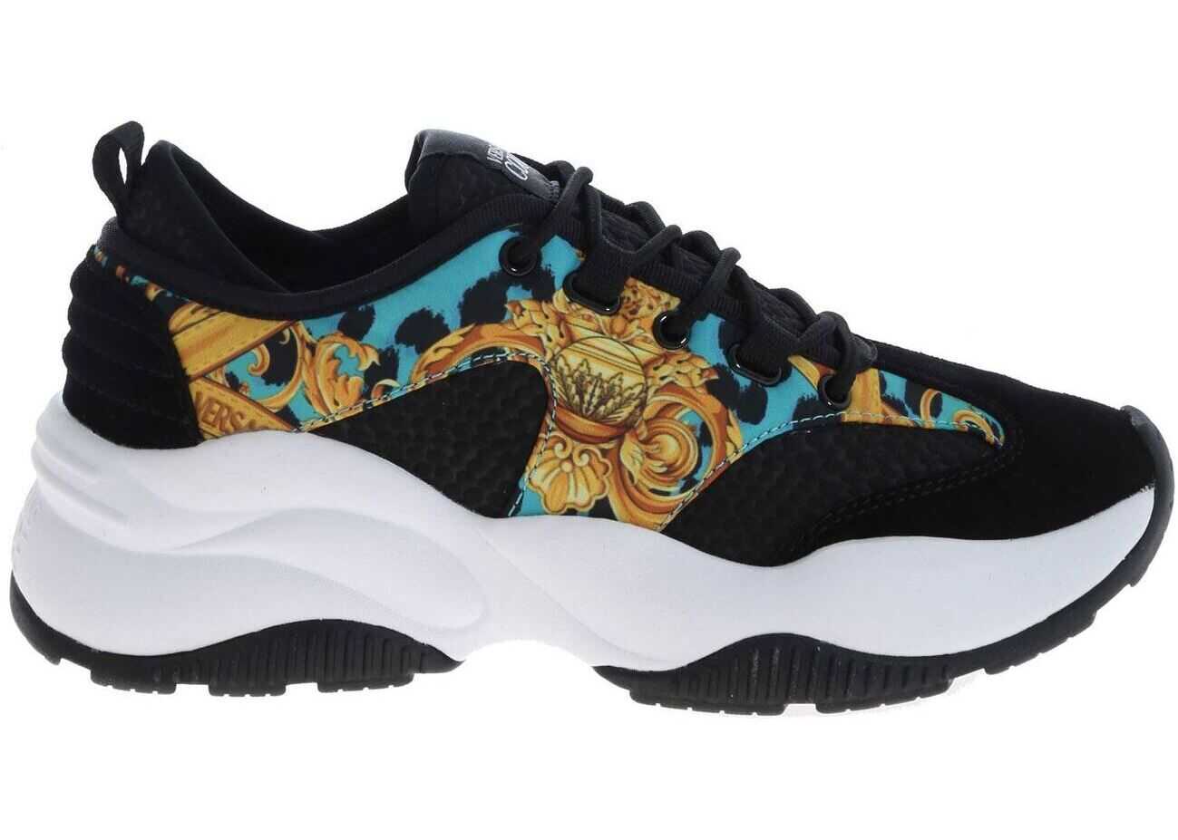 Versace Jeans Couture Leo Chain Print Sneakers In Black* Black