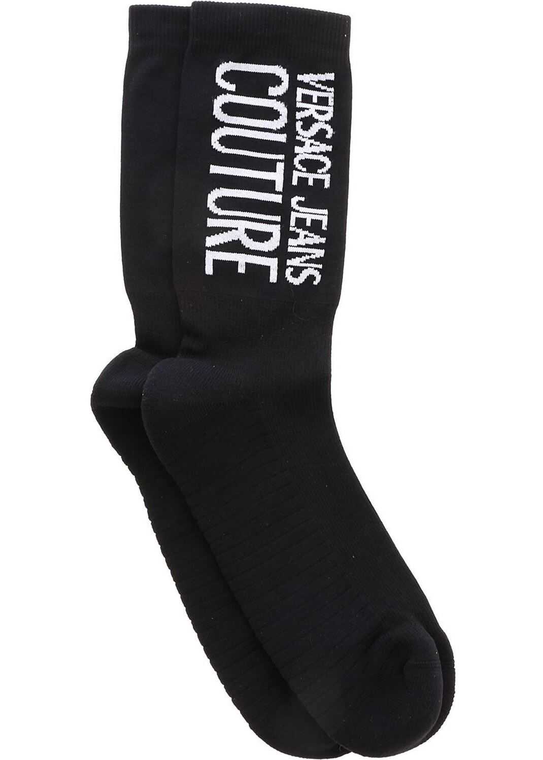 Versace Jeans Couture Vertical Logo Socks In Black* Black