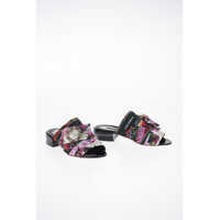 Sandale fara toc Floral Sandal with Jewel Detail Femei