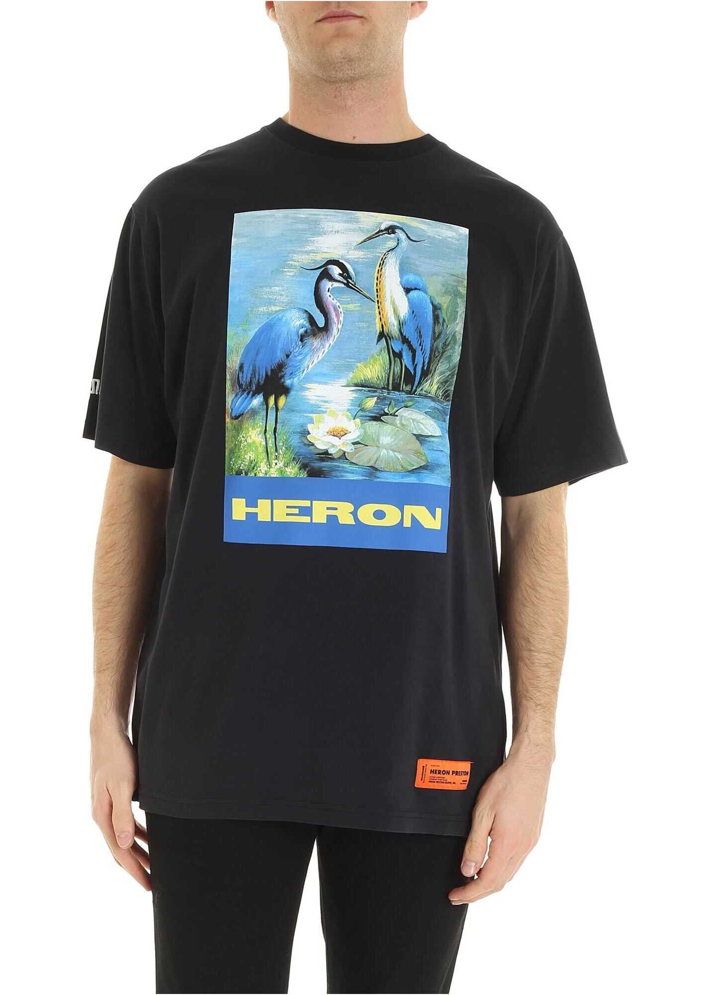 Heron Preston Heron Print T-Shirt In Black Black