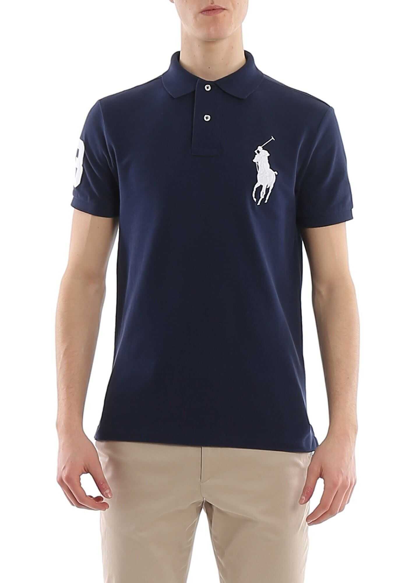Pique Polo Shirt In Navy Color