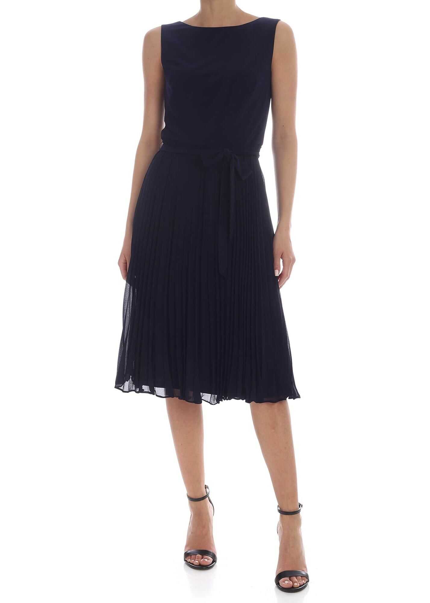 Pleated Skirt Dress In Blue