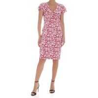 Rochii de zi Floral Printed Knee-Length Dress In Magenta Red Femei