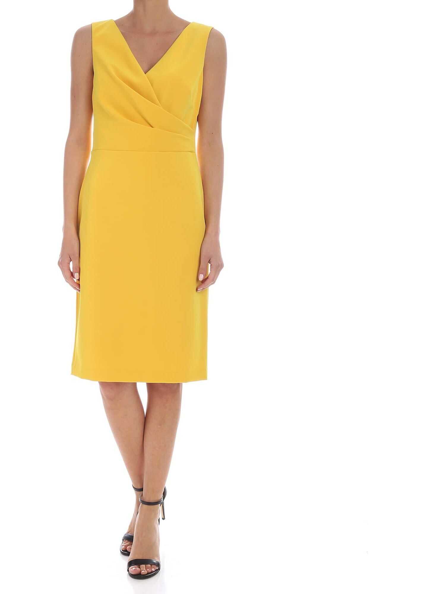 Crossed Neckline Dress In Yellow