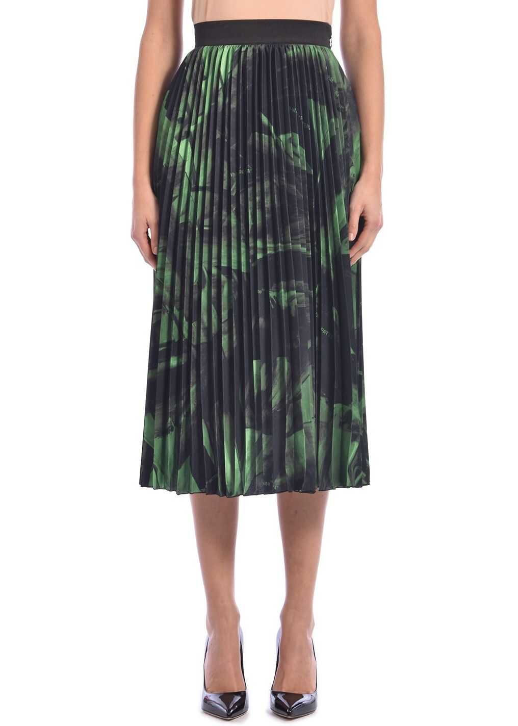 Off-White Brush Stroke Plisse Skirt Green