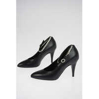 Pantofi stiletto Leather Pumps with Jewel Ankle Strap 10 cm Femei