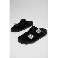 Sandale fara toc Velvet Slides with Jewel Details Femei
