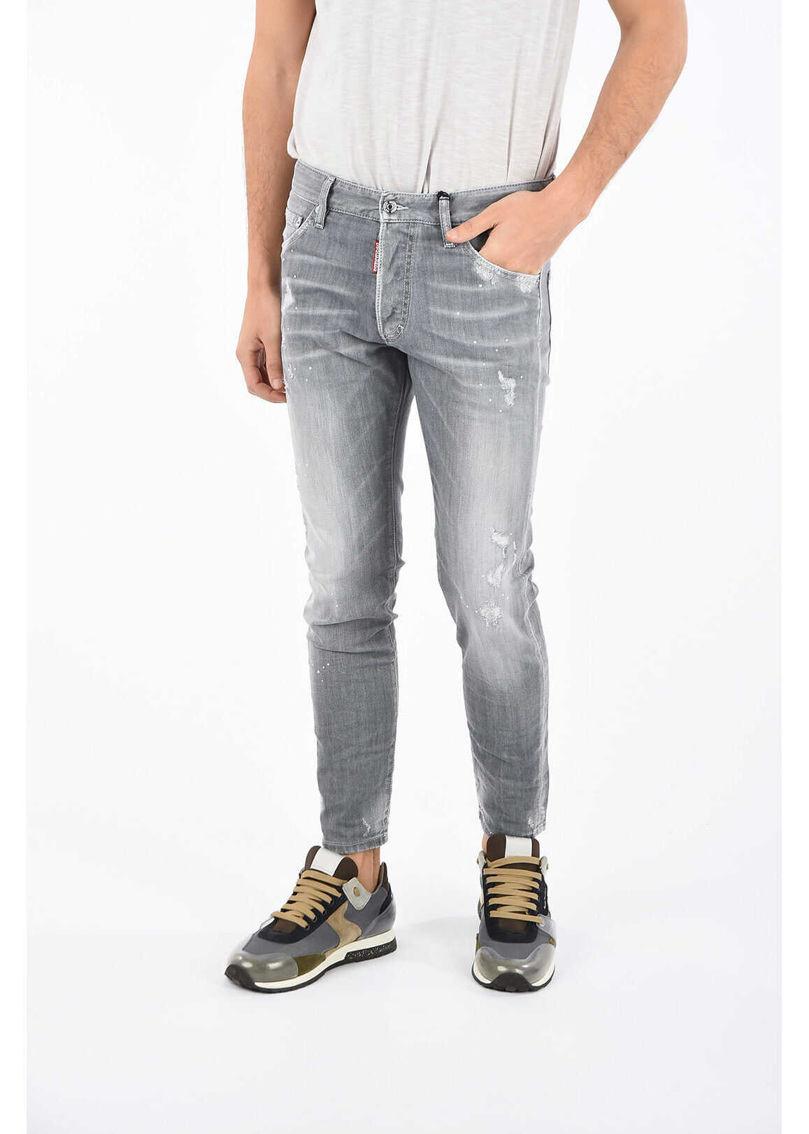 DSQUARED2 Distressed SKINNY DAN Jeans 15 cm* GRAY