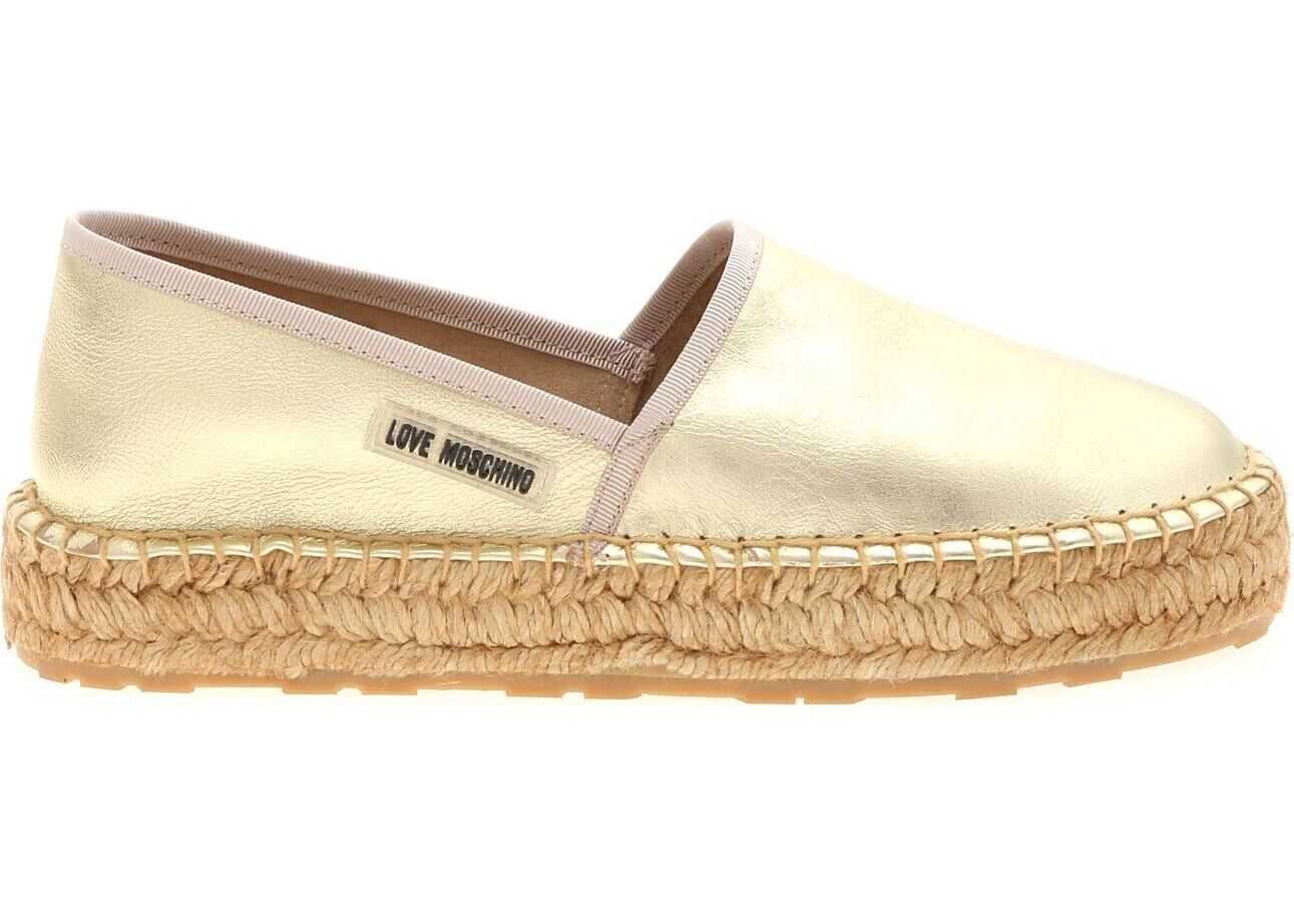 LOVE Moschino Espadrillas In Golden Leather* Gold