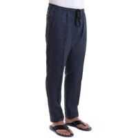 Pantaloni casual Emporio Armani Linen Blue Pants With Drawstring