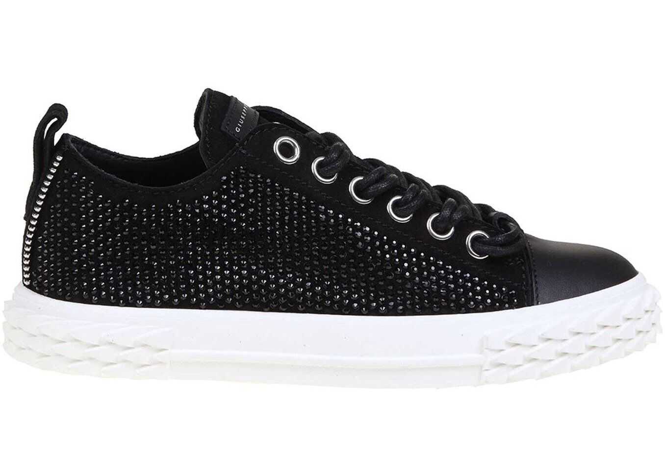 Giuseppe Zanotti Blabber Embellished Suede Sneakers Black