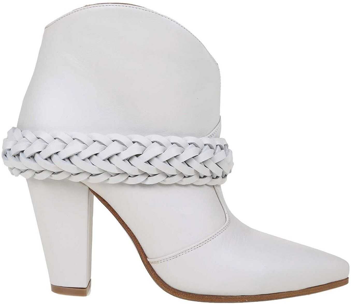 Golden Goose Michelle Leather Ankle Boots In White Cream
