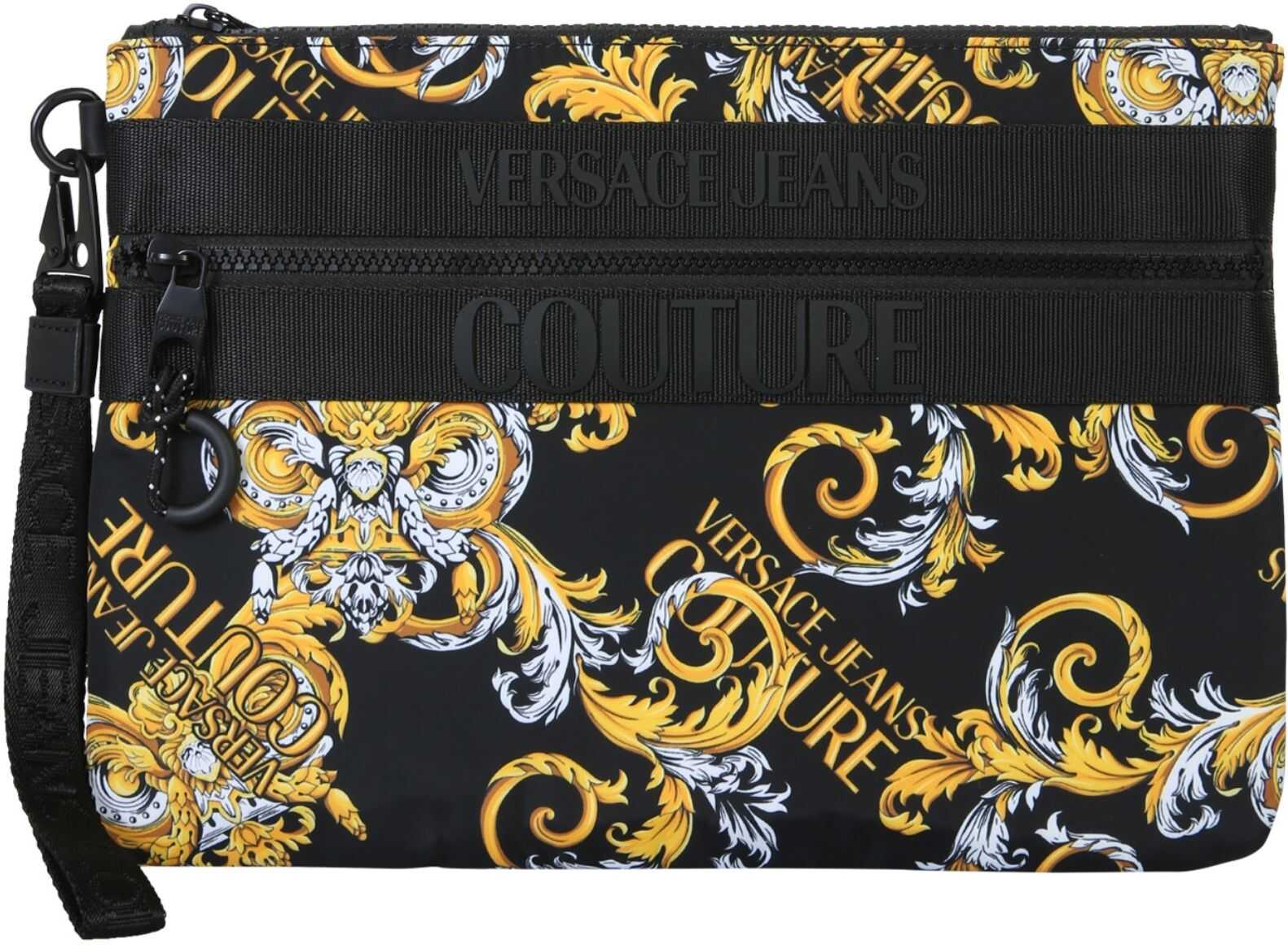 Versace Jeans Couture Pouch With Logo And Baroque Print BLACK