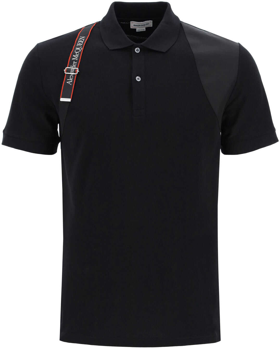 Alexander McQueen Polo Shirt With Harness Logo Tape BLACK