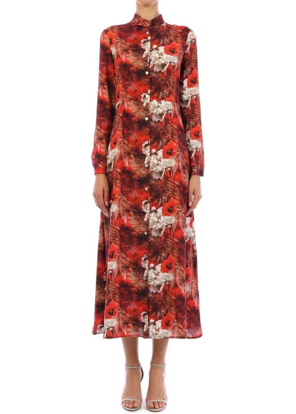 813 Long Floral Dress Red