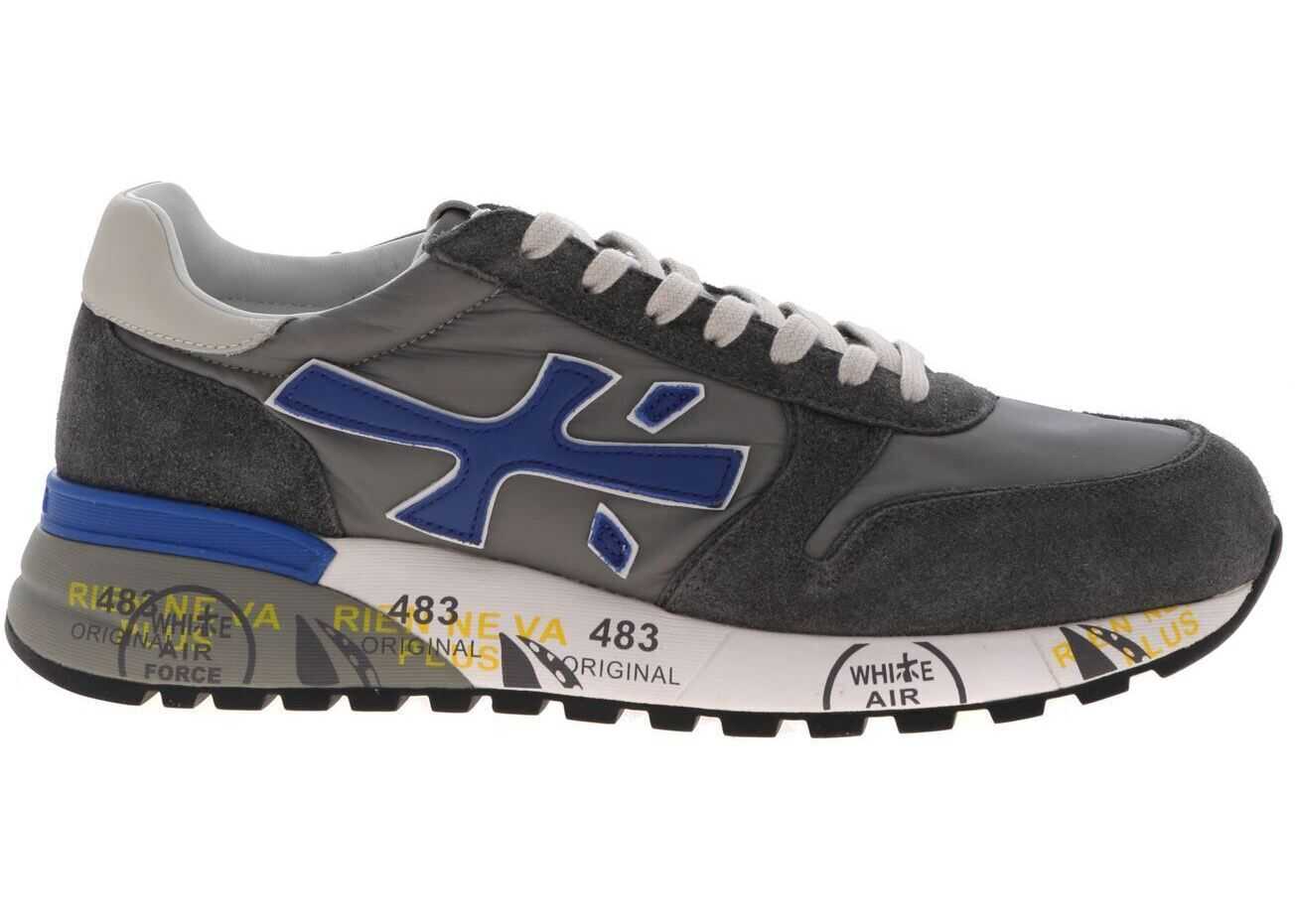 Premiata Mick Suede Sneakers In Grey And Blue* Grey