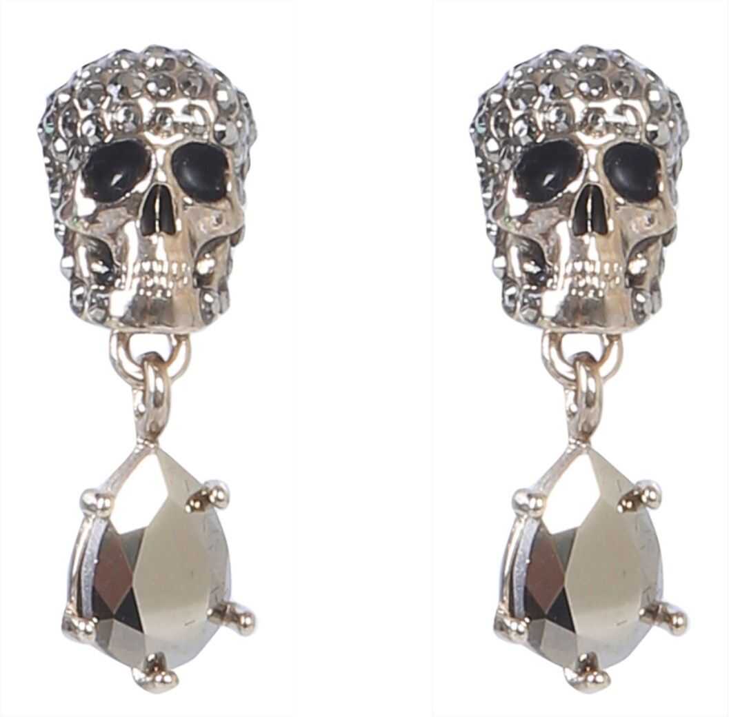 Alexander McQueen Skull Earrings With Stones GOLD