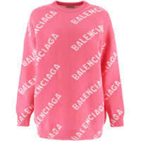 Pulovere casual Oversized Sweater With Jacquard Logo Femei