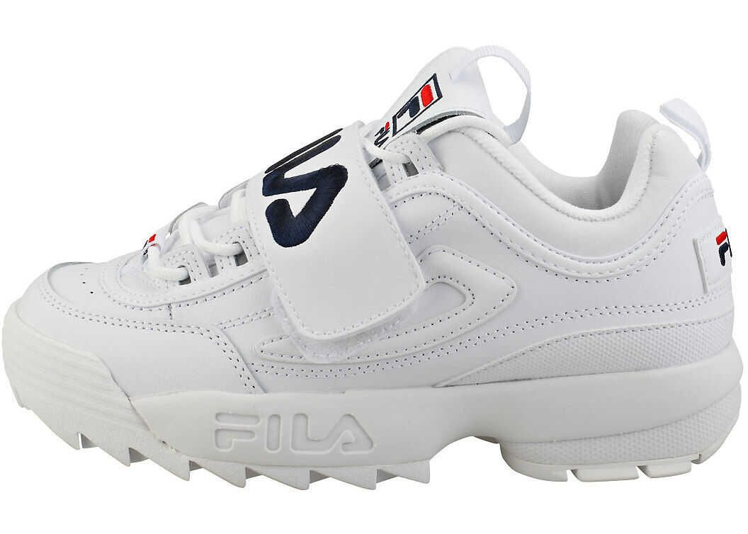 Fila Disruptor 2 Applique Platform Trainers In White Navy Red* White