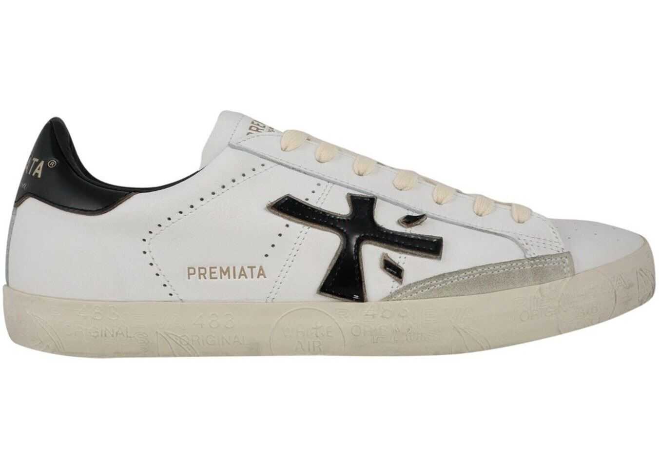 Premiata Steven 4715 Sneakers In White And Black White