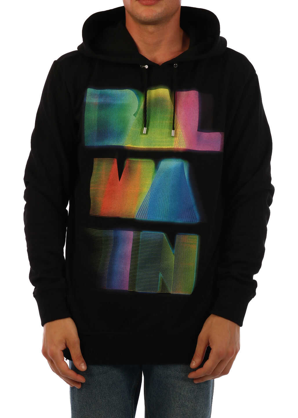 Balmain Multicolor Logo Hoodie Black