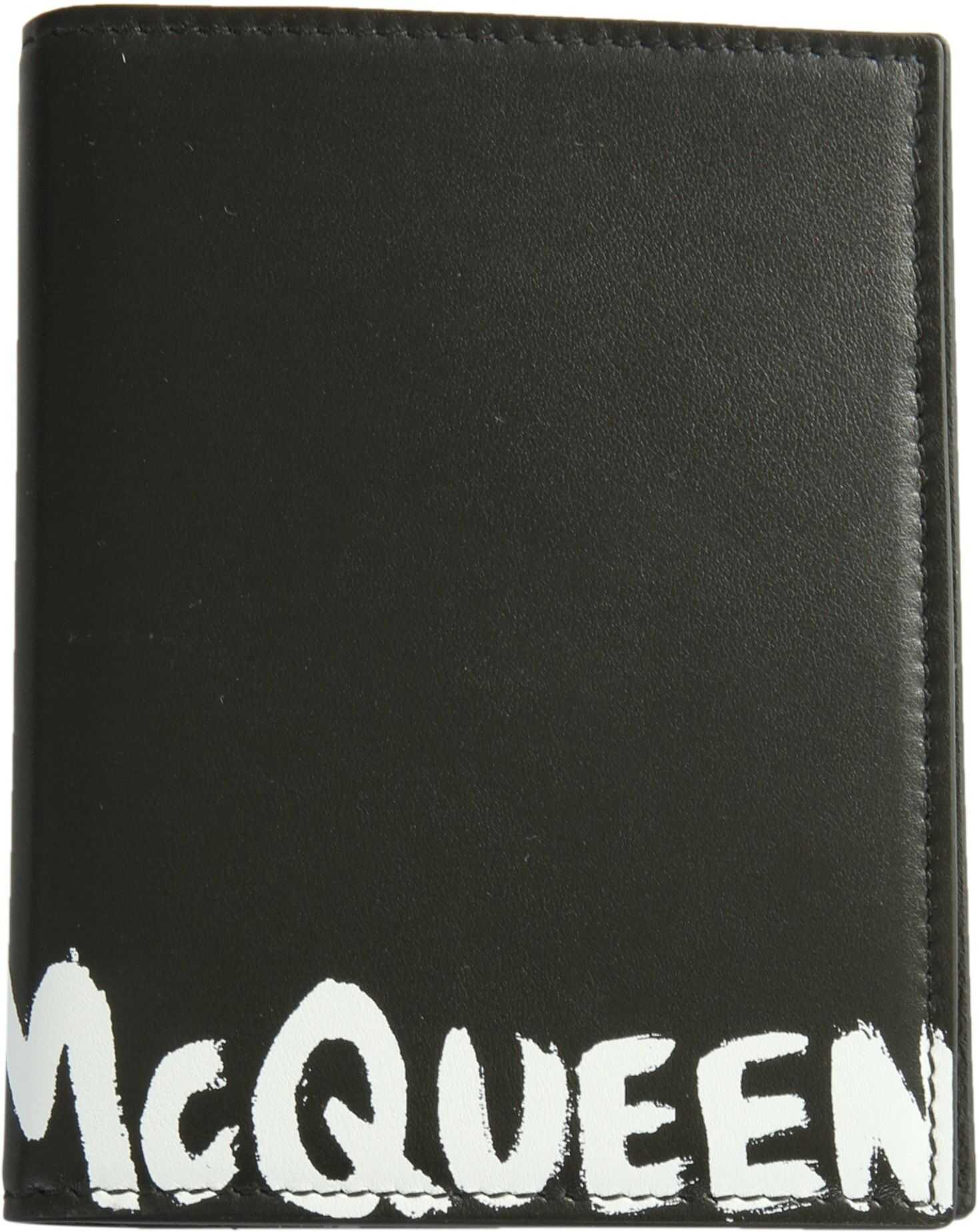 Alexander McQueen Passport Holder With Graffiti Logo 601692_1NT6B1070 BLACK