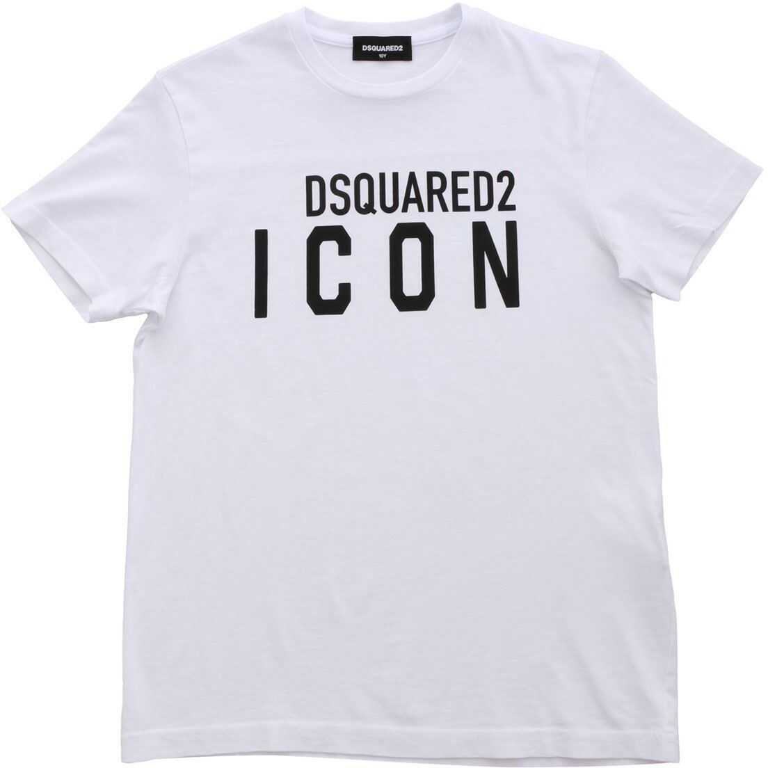 DSQUARED2 White T-Shirt With Black Icon Print* White
