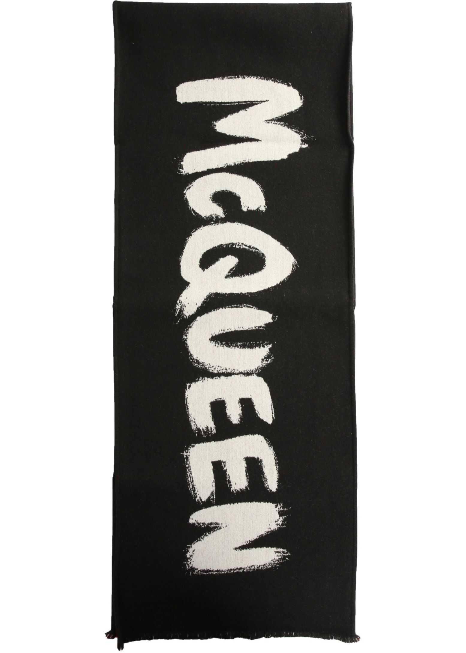 Alexander McQueen Graffiti Logo Scarf 625387_4906Q1078 BLACK