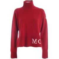 Pulovere casual Moncler White Logo Turtleneck In Red