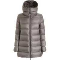 Geci de iarna Ange Long Down Jacket In Grey Featuring Hood Femei