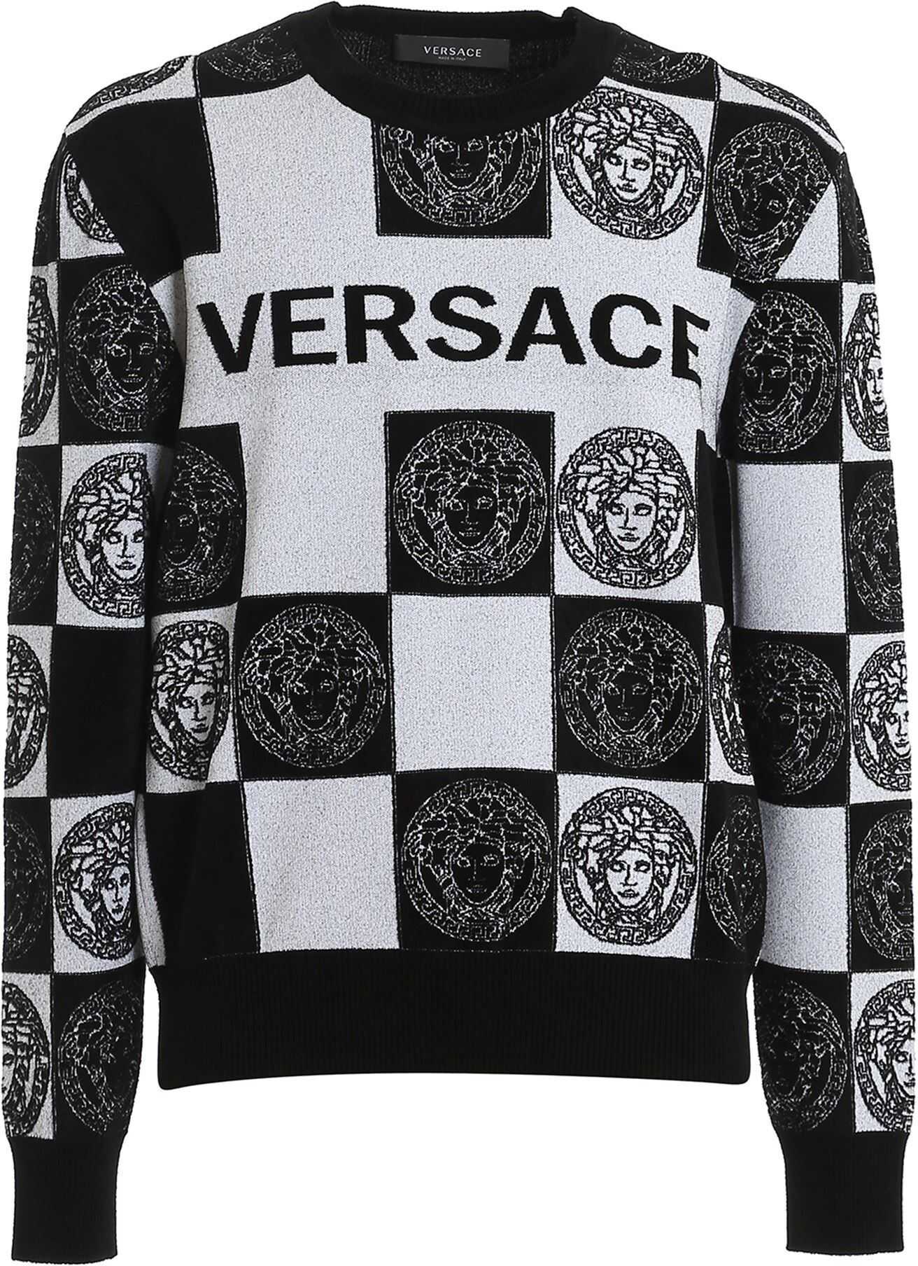 Versace All-Over Logo Wool Blend Sweater Black