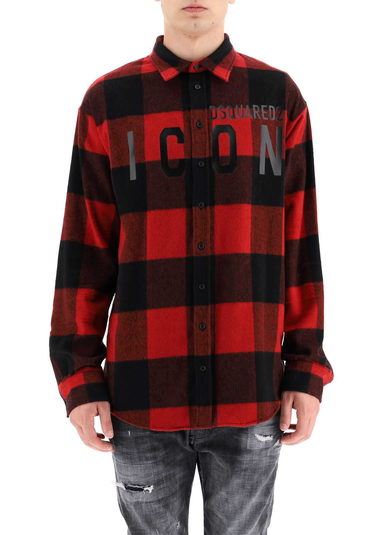 DSQUARED2 Icon Chechered Shirt S79DL0007 S53139 RED MULTI