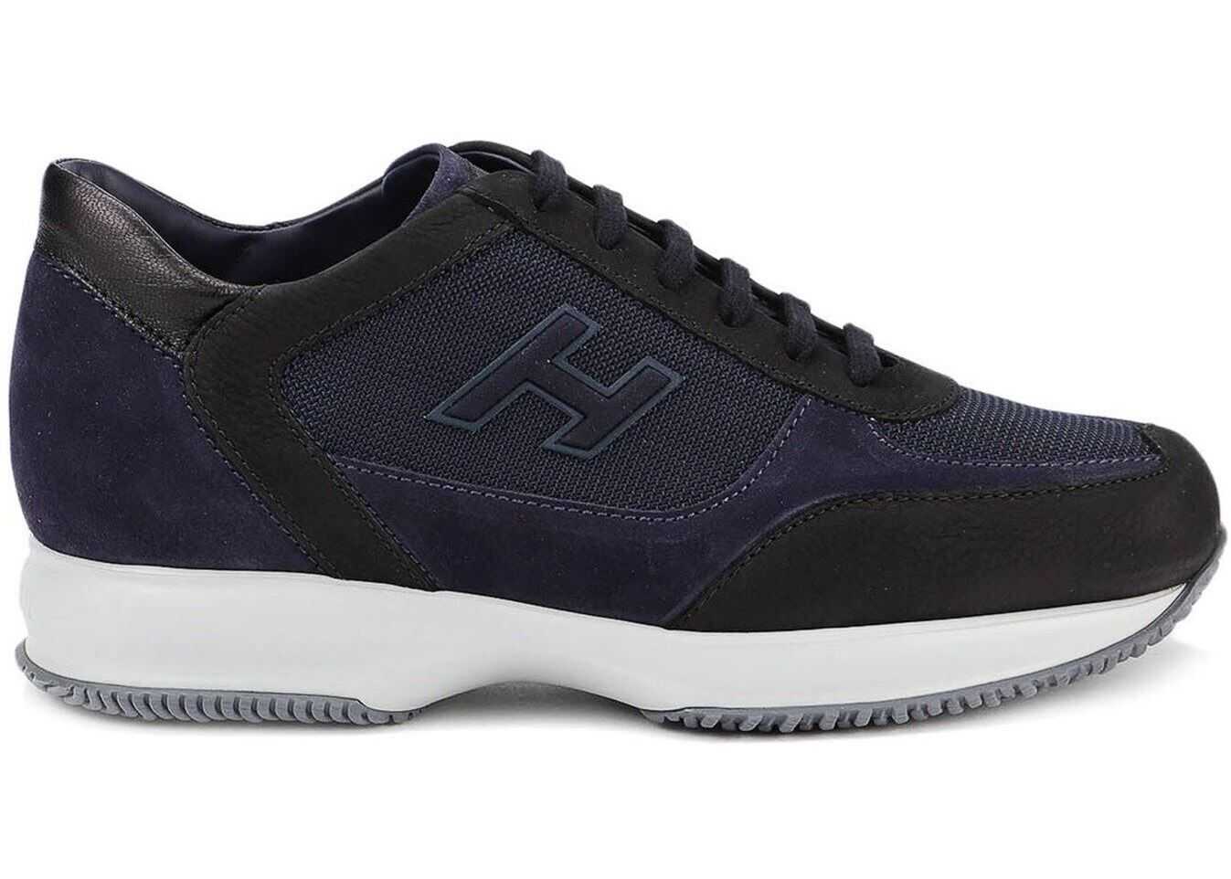 Hogan Interactive H Flock Sneakers In Dark Blue Blue