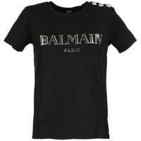 Tricouri Black T-Shirt Featuring Logo Print And Buttons Femei