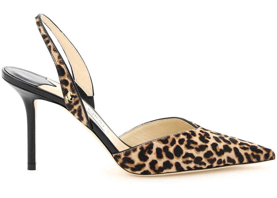 Jimmy Choo Thandi 85 Leopard Print Slingback Pumps NATURAL