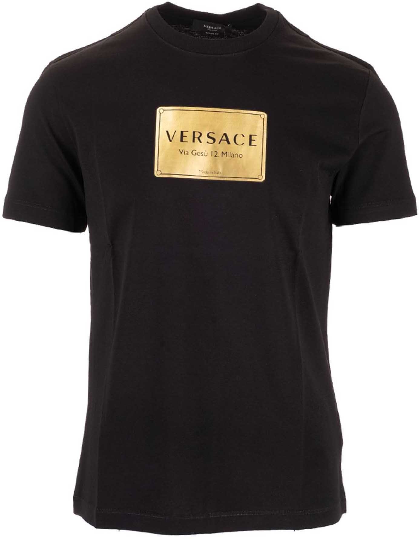 Versace Black T-Shirt With Gold Logo Black