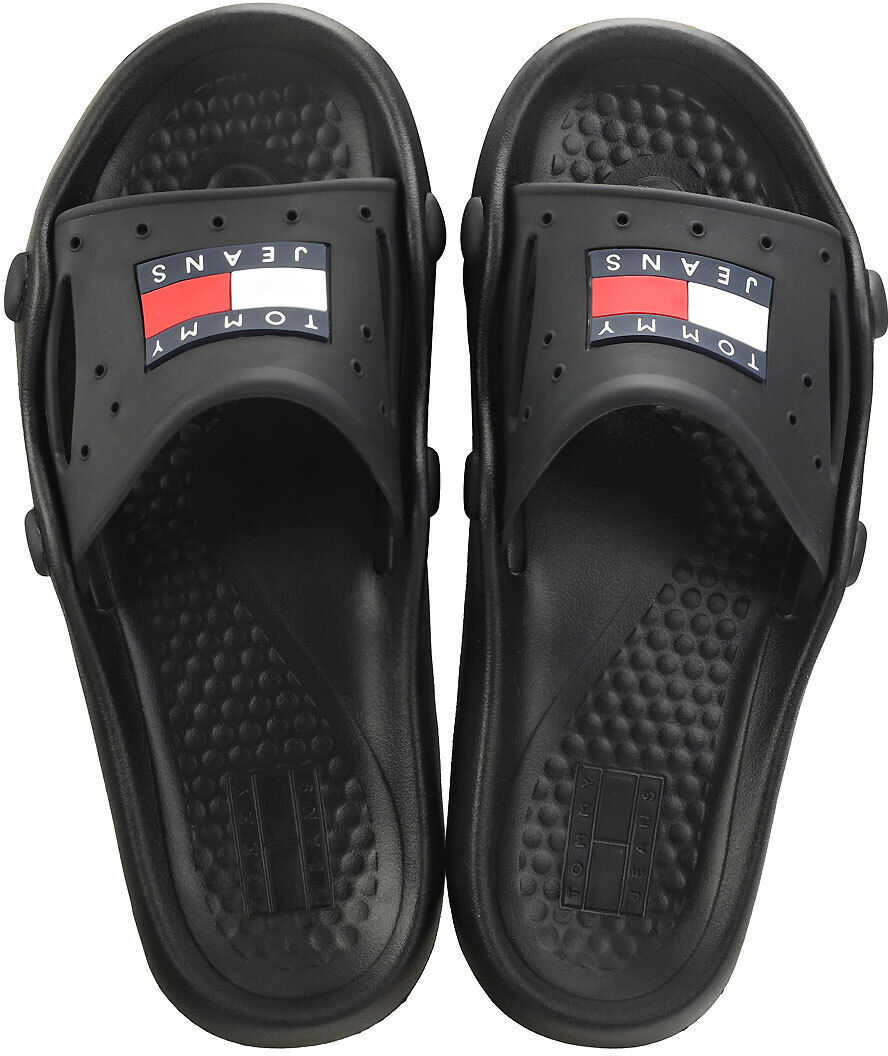Tommy Jeans Heritage Poolslide Slide Sandals In Black Black