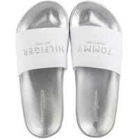 Sandale Glitter Pool Slide Sandals In White Silver Femei