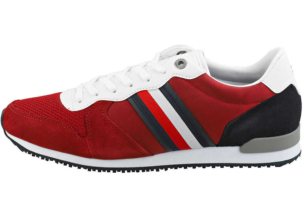Tommy Hilfiger Iconic Material Mix Runner Casual Trainers In Regatta Red Red