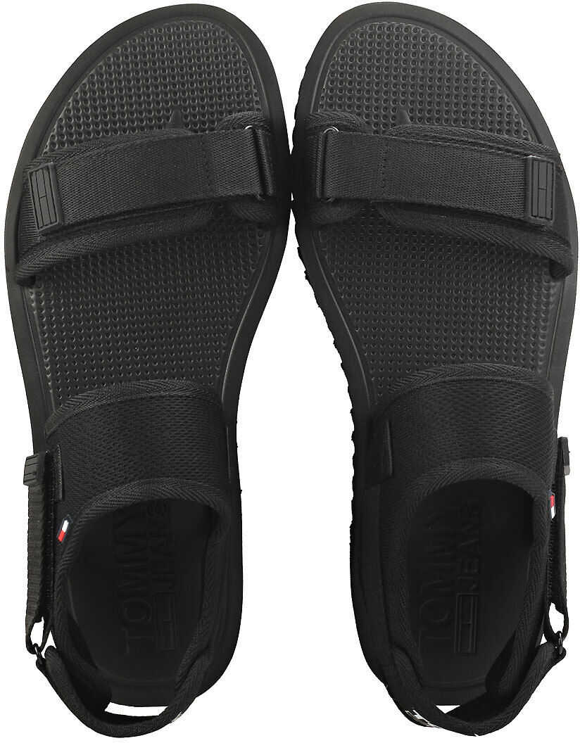 Tommy Jeans Chuny Hook And Loop Walking Sandals In Black Black