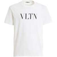 Tricouri Vltn Logo Print T-Shirt In White Barbati