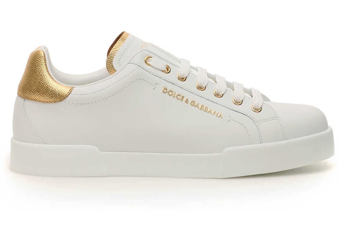 Dolce & Gabbana Portofino Light Leather Sneakers BIANCO ORO