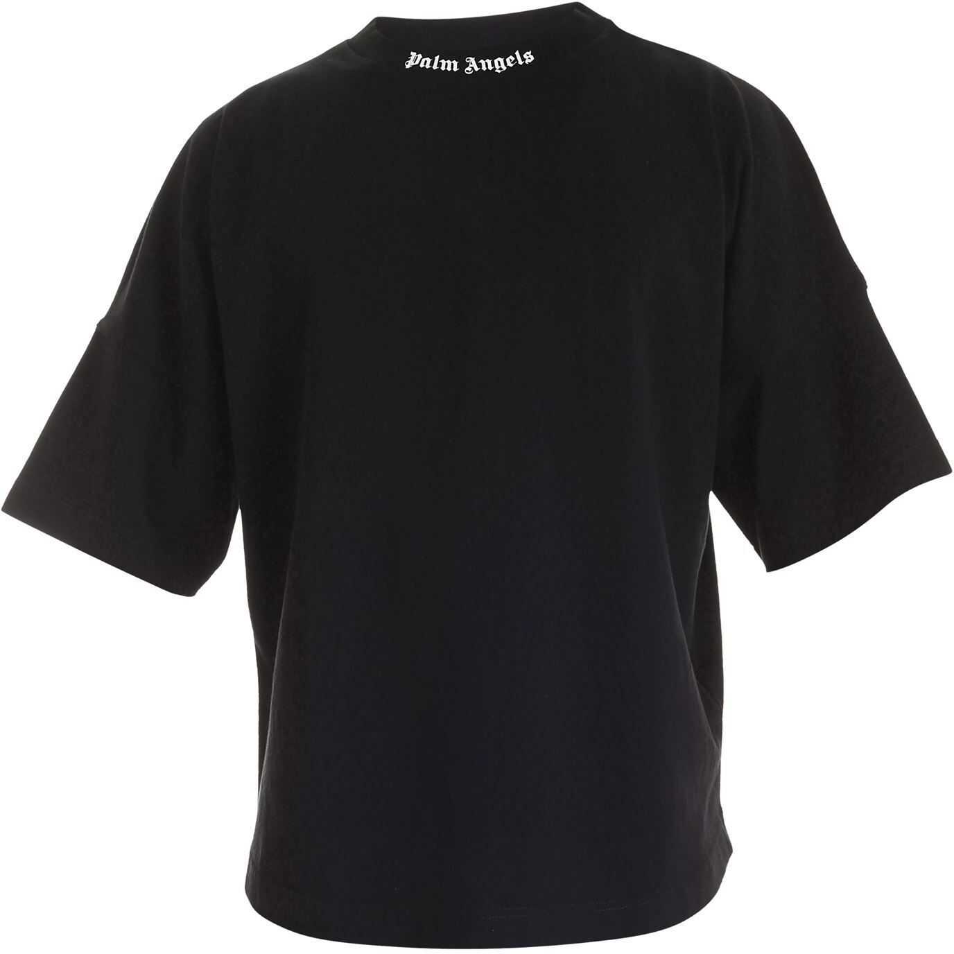 Palm Angels White Logo T-Shirt In Black Black