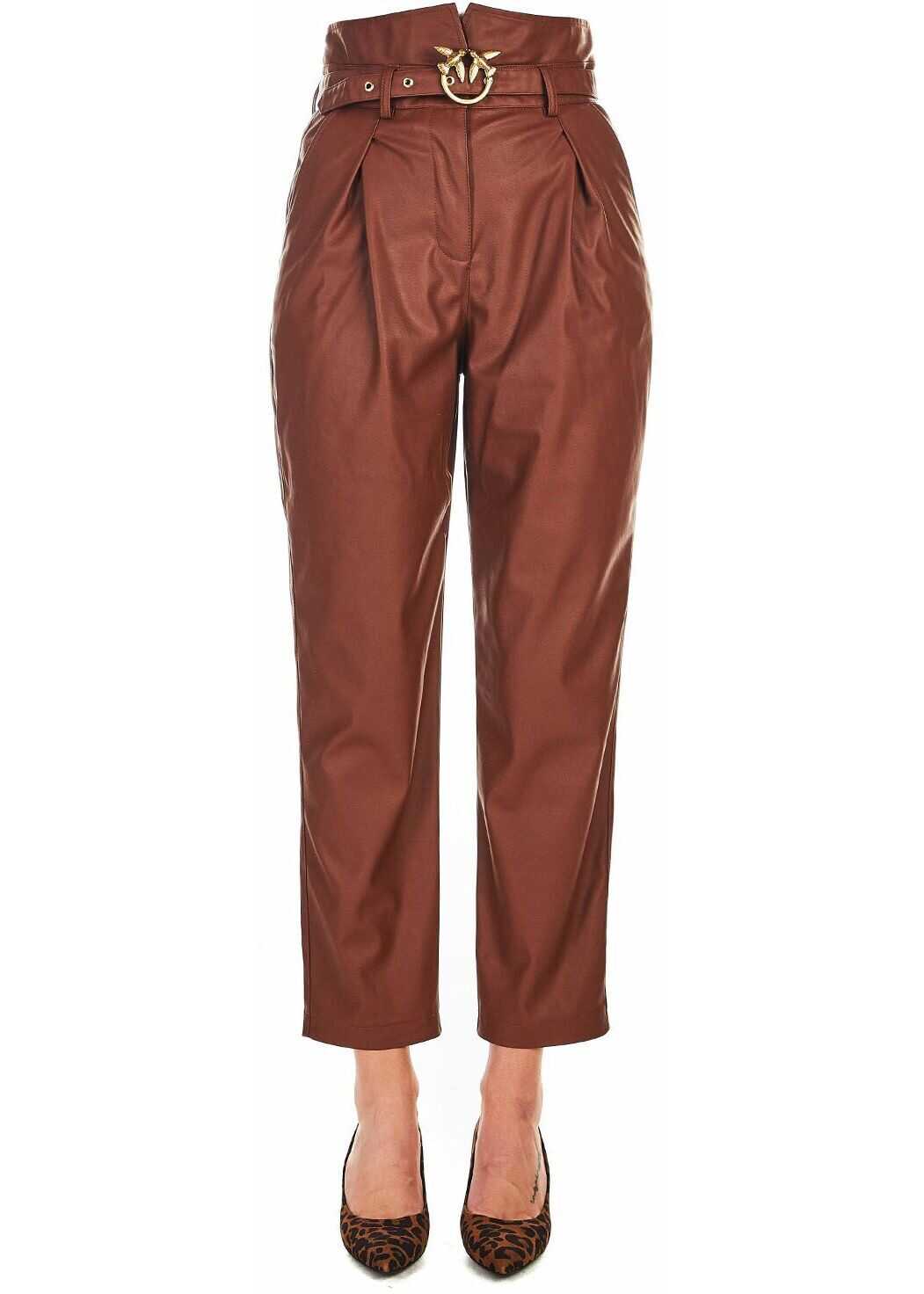Pinko Eco leather pants "Aurelio" Brown