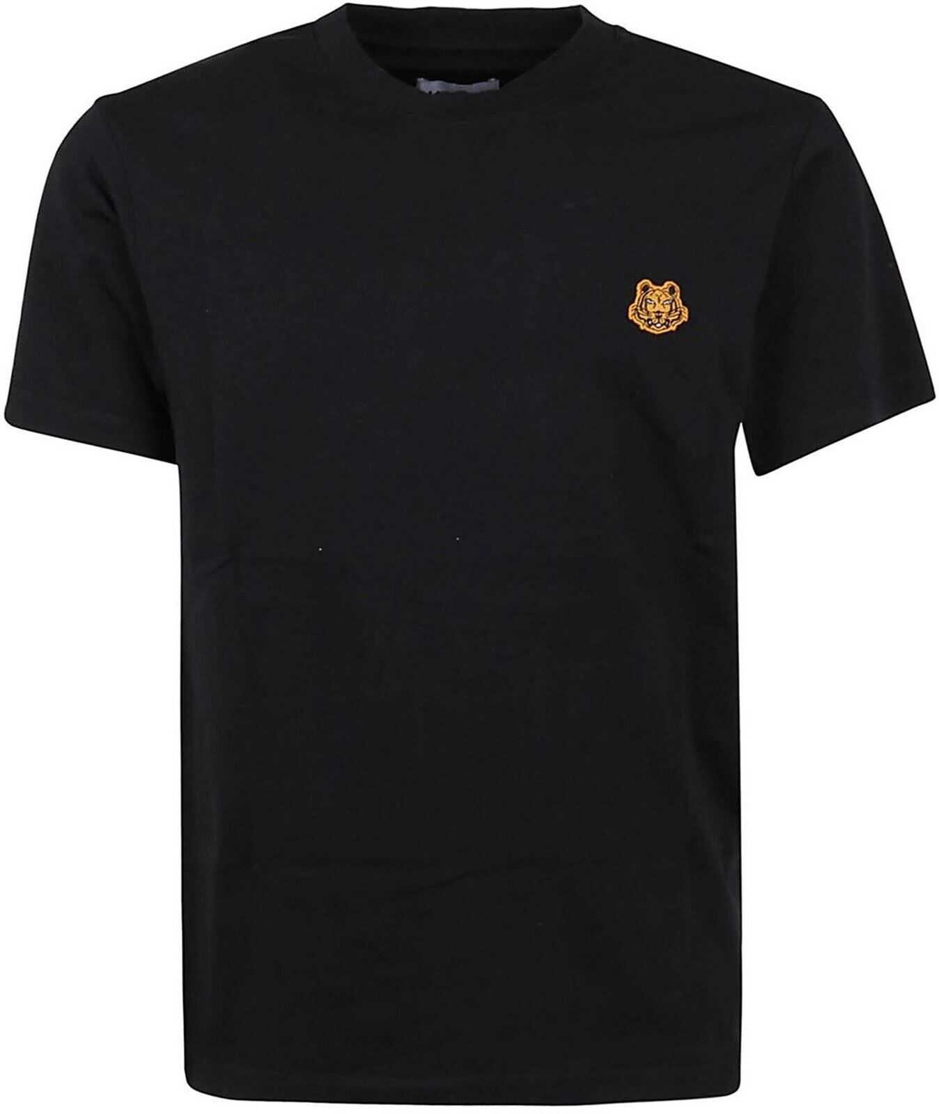 Kenzo Tiger Patch Cotton T-Shirt In Black Black