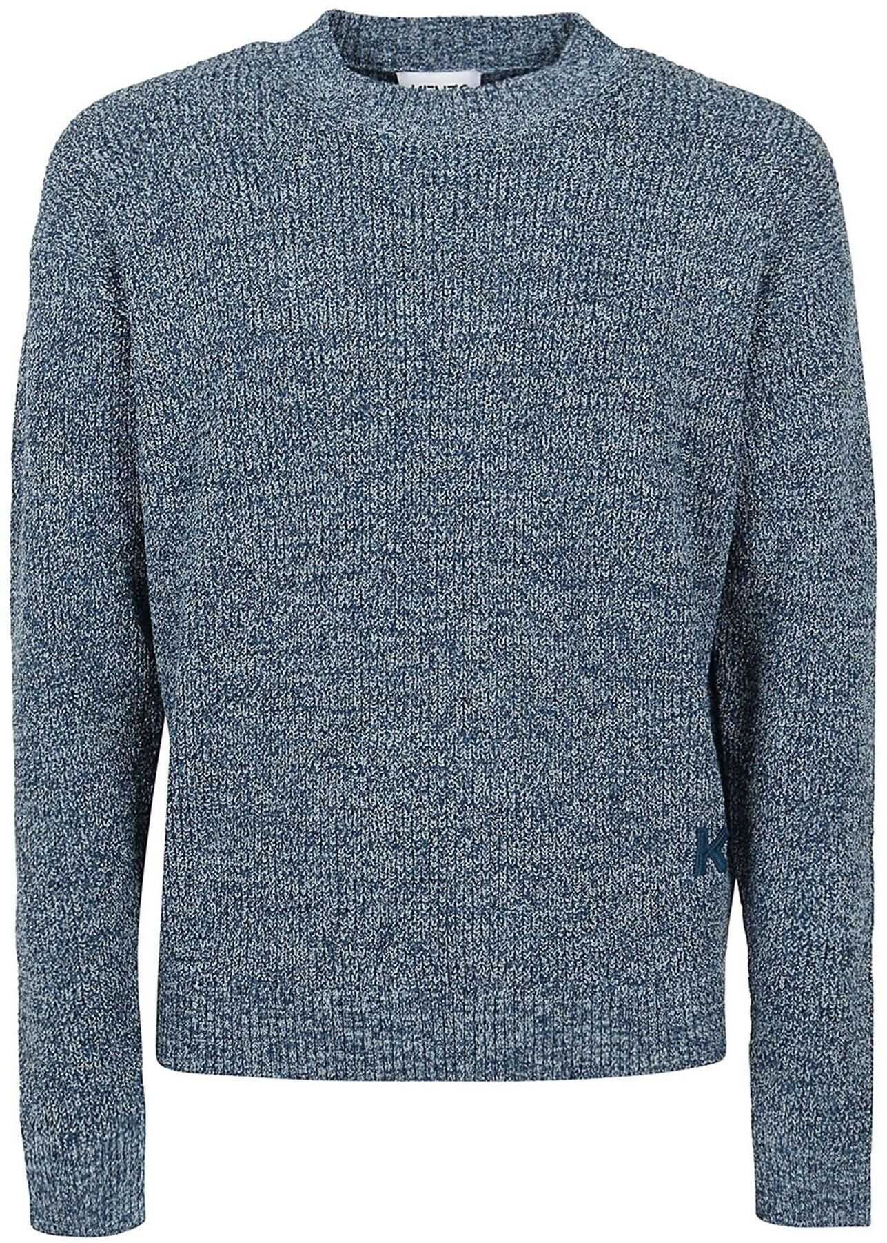 Kenzo Mouliné Cotton Blend Sweater In Light Blue Light Blue